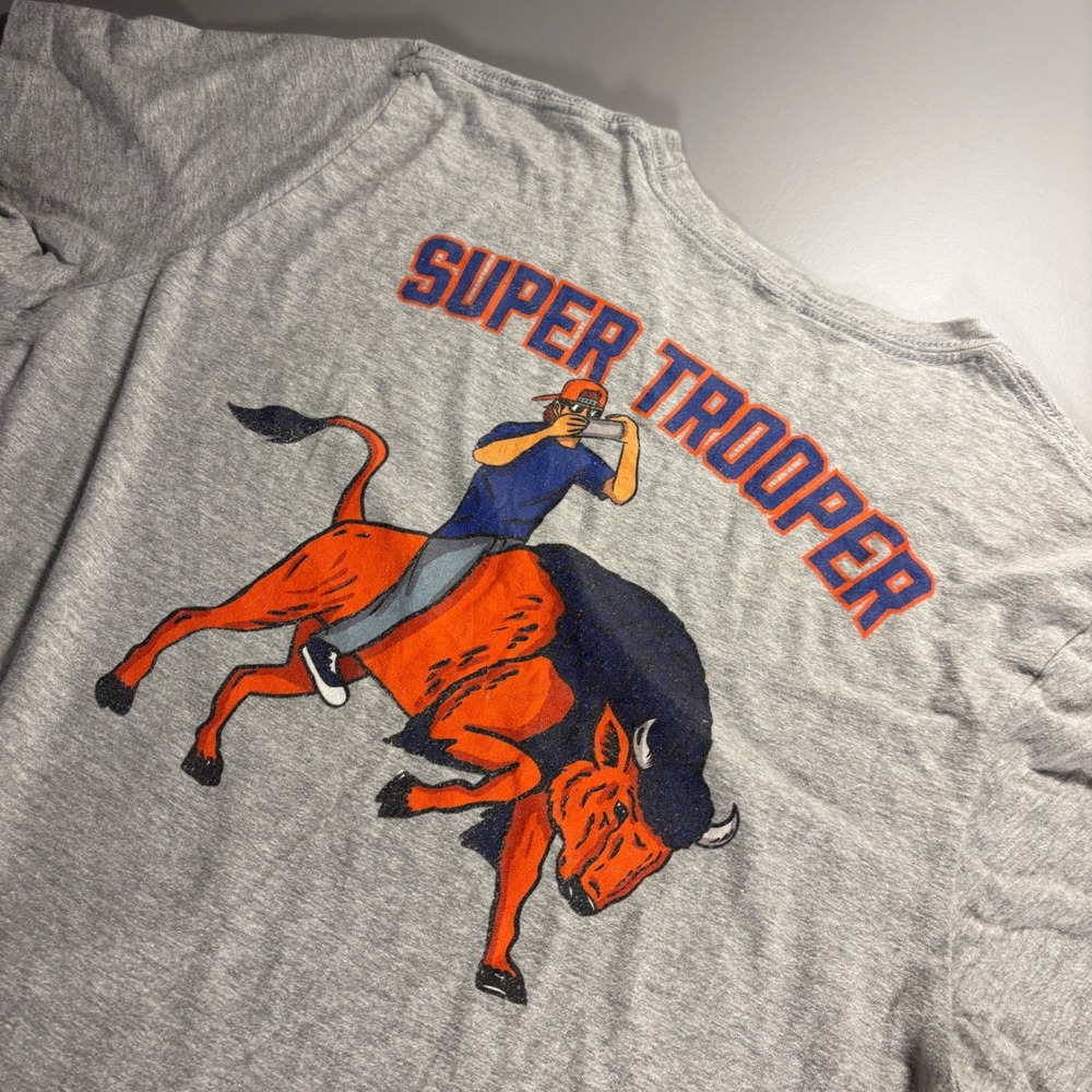 Barstool Sports Super‎ Trooper Bull Riding Graphic T Shirt Tee